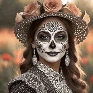 woman calavera dressed for dia de los muertos