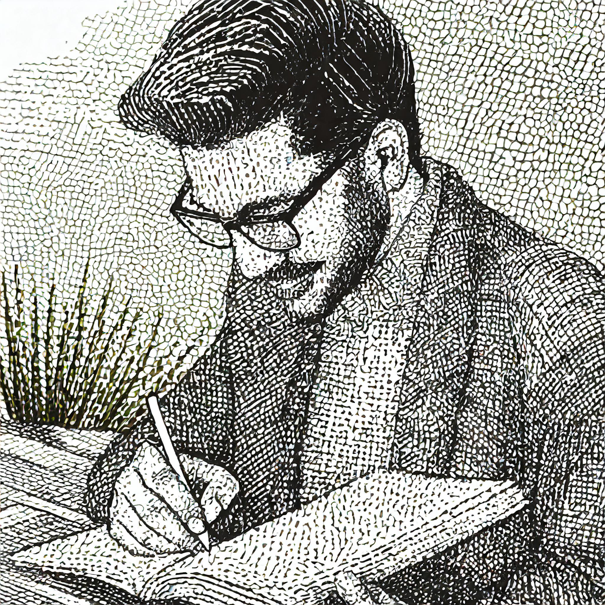 man writing in notebook